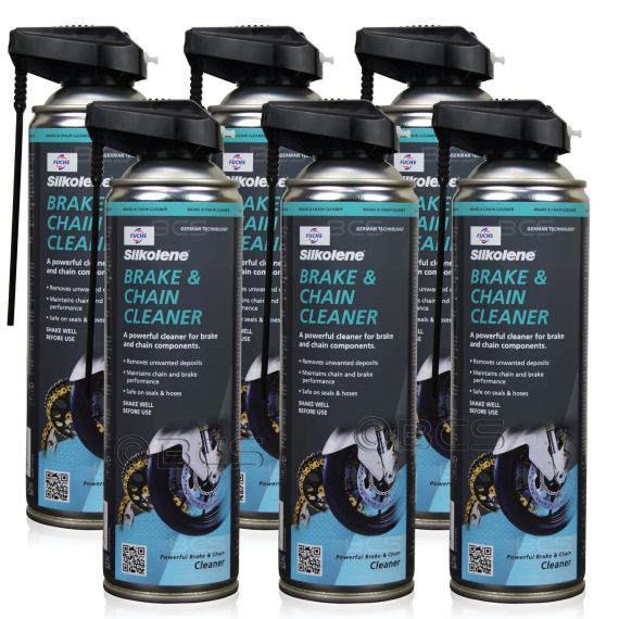 6 sztuk FUCHS SILKOLENE BRAKE & CHAIN CLEANER SPRAY - do czyszczenia hamulców i łańcuchów w motocyklach - 500 ml - ZESTAW - TANIEJ, Opakowanie / zestaw: 500 ml SPRAY x 6 - sklep olejefuchs.pl