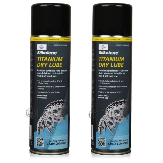 2 sztuki FUCHS SILKOLENE TITANIUM DRY LUBE SPRAY - smar do łańcucha motocyklowego z PTFE - 500 ml - ZESTAW - TANIEJ, Opakowanie / zestaw: 500 ml SPRAY x 2 - sklep olejefuchs.pl