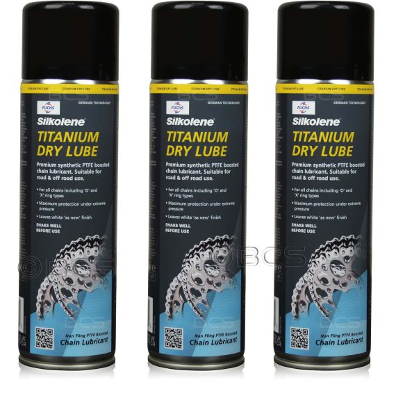 3 sztuki FUCHS SILKOLENE TITANIUM DRY LUBE SPRAY - smar do łańcucha motocyklowego z PTFE - 500 ml - ZESTAW - TANIEJ, Opakowanie / zestaw: 500 ml SPRAY x 3 - sklep olejefuchs.pl