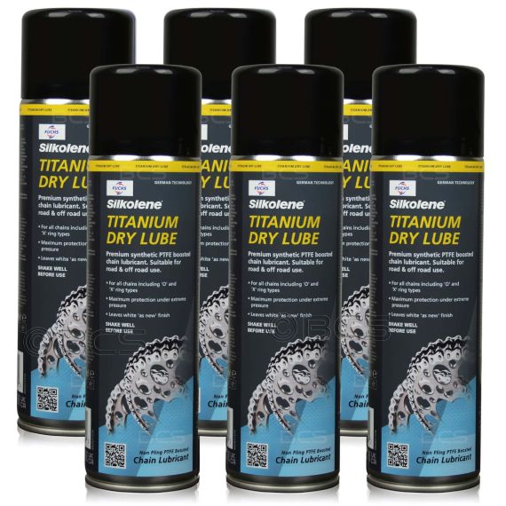 6 sztuk FUCHS SILKOLENE TITANIUM DRY LUBE SPRAY - smar do łańcucha motocyklowego z PTFE - 500 ml - ZESTAW - TANIEJ, Opakowanie / zestaw: 500 ml SPRAY x 6 - sklep olejefuchs.pl