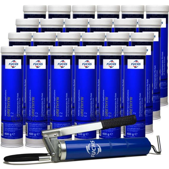 24 sztuki FUCHS URETHYN E 2 400 g - smar + SMAROWNICA - ZESTAW, Opakowanie / zestaw: 400 g x 24 + smarownica - sklep olejefuchs.pl