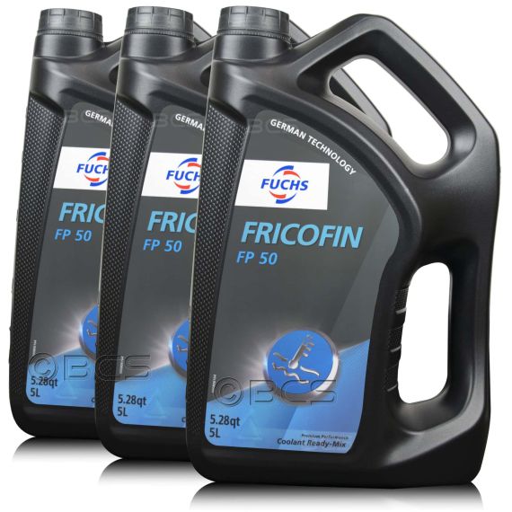 15 litrów FUCHS FRICOFIN FP 50 - gotowy płyn do chłodnic / płyn chłodniczy - ZESTAW, Opakowanie / zestaw: 15 litrów (3 x 5 litrów) - sklep olejefuchs.pl