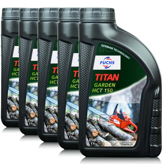 5 litrów FUCHS TITAN GARDEN HCT 150 - olej do smarowania łańcuchów pił łańcuchowych - ZESTAW - TANIEJ, Opakowanie / zestaw: 5 litrów (5 x 1 litr), ISO VG: 150 - sklep olejefuchs.pl