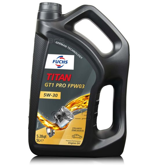 5 litrów FUCHS TITAN GT1 PRO FPW03 5W30 STELLANTIS FPW9.55535/03, ACEA C3, API SN PLUS - olej silnikowy, Opakowanie / zestaw: 5 litrów, Lepkość SAE: 5W30 - sklep olejefuchs.pl