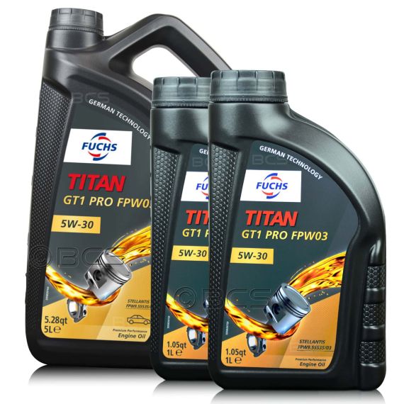 7 litrów FUCHS TITAN GT1 PRO FPW03 5W30 STELLANTIS FPW9.55535/03, ACEA C3, API SN PLUS - olej silnikowy - ZESTAW - TANIEJ, Opakowanie / zestaw: 7 litrów (5 litrów + 2 litry), Lepkość SAE: 5W30 - sklep olejefuchs.pl