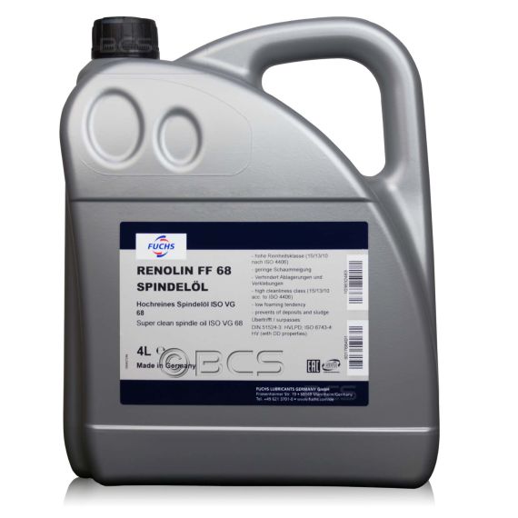 4 litry FUCHS RENOLIN FF 68 SPINDELÖL [SPINDLE OIL] - wysokiej czystości olej wrzecionowy - sklep olejefuchs.pl