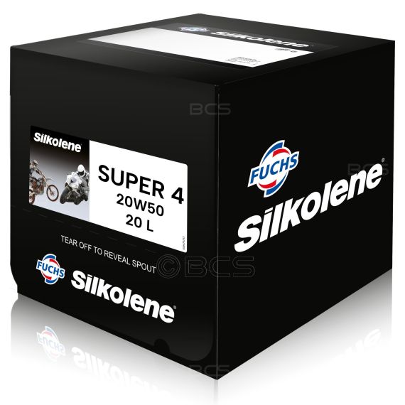 20 litrów FUCHS SILKOLENE SUPER 4 20W50 - półsyntetyczny olej silnikowy (4T) do motocykli, Opakowanie / zestaw: 20 litrów, Lepkość SAE: 20W50 - sklep olejefuchs.pl