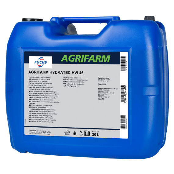 20 litrów FUCHS AGRIFARM HYDRATEC HVI 46 - olej hydrauliczny, Opakowanie / zestaw: 20 litrów - sklep olejefuchs.pl