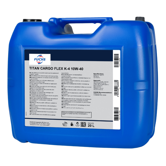 20 litrów FUCHS TITAN CARGO FLEX K-4 10W40 - olej silnikowy, Opakowanie / zestaw: 20 litrów, Lepkość SAE: 10W40 - sklep olejefuchs.pl