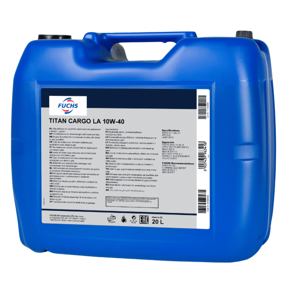 20 litrów FUCHS TITAN CARGO LA 10W40 - olej silnikowy, Opakowanie / zestaw: 20 litrów - sklep olejefuchs.pl