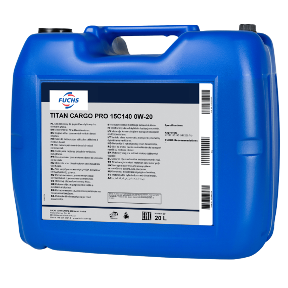 20 litrów FUCHS TITAN CARGO PRO 15C140 0W20 - olej silnikowy, Opakowanie / zestaw: 20 litrów, Lepkość SAE: 0W20 - sklep olejefuchs.pl