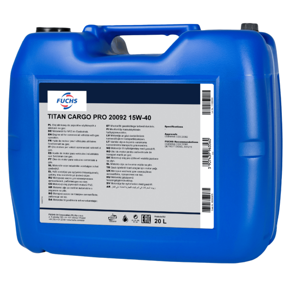 20 litrów FUCHS TITAN CARGO PRO 20092 15W40 - olej silnikowy, Opakowanie / zestaw: 20 litrów, Lepkość SAE: 15W40 - sklep olejefuchs.pl