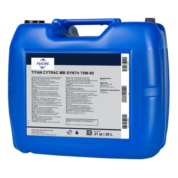 20 litrów FUCHS TITAN CYTRAC MB SYNTH 75W90 - olej przekładniowy, Opakowanie / zestaw: 20 litrów - sklep olejefuchs.pl