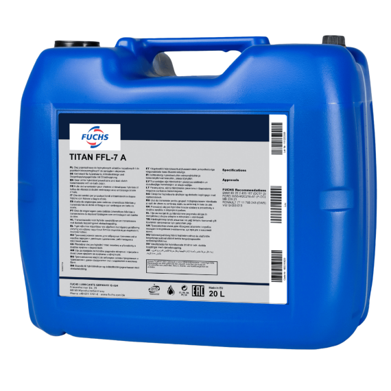 20 litrów FUCHS TITAN FFL-7A - olej do skrzyń dwusprzęgłowych GETRAG z mokrym sprzęgłem MB 239.21, Opakowanie / zestaw: 20 litrów - sklep olejefuchs.pl