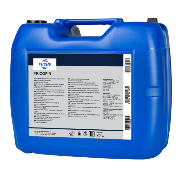 20 litrów FUCHS FRICOFIN (KONCENTRAT) - płyn do chłodnic / płyn chłodniczy, Opakowanie / zestaw: 20 litrów - sklep olejefuchs.pl