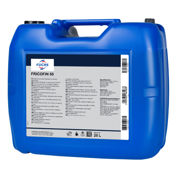 20 litrów FUCHS FRICOFIN 50 - gotowy płyn do chłodnic / płyn chłodniczy, Opakowanie / zestaw: 20 litrów - sklep olejefuchs.pl
