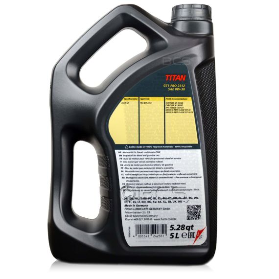 5 litrów FUCHS TITAN GT1 PRO 2312 0W30 - olej silnikowy PSA B71 2312, Opakowanie / zestaw: 5 litrów, 2. zdjęcie - sklep olejefuchs.pl