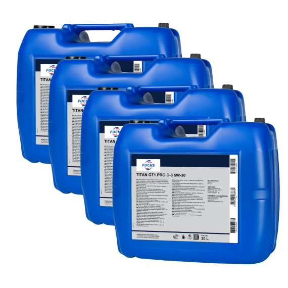 80 litrówFUCHS TITAN GT1 PRO C3 5W30 - ACEA C3, API SN, VW 504 00/507 00, MB 229.51, BMW LL-04 - olej silnikowy - ZESTAW - TANIEJ, Opakowanie / zestaw: 20 litrów x4 - sklep olejefuchs.pl