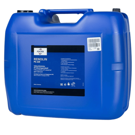 20 litrów FUCHS RENOLIN PG 220 - przemysłowy syntetyczny olej przekładniowy, Opakowanie / zestaw: 20 litrów, ISO VG: 220 - sklep olejefuchs.pl