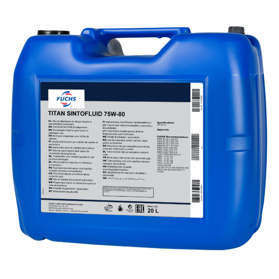 20 litrów FUCHS TITAN SINTOFLUID 75W80 GL-4 - olej przekładniowy, Opakowanie / zestaw: 20 litrów - sklep olejefuchs.pl