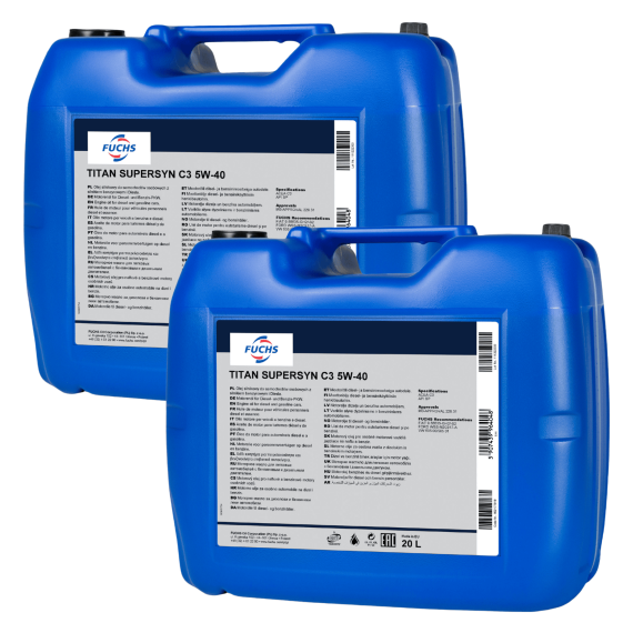 40 litrów FUCHS TITAN SUPERSYN C3 5W40 - ACEA C3, API SP, MB 229.31, VW 505 00/505 01 - olej silnikowy - ZESTAW - TANIEJ, Opakowanie / zestaw: 20 litrów x2 - sklep olejefuchs.pl