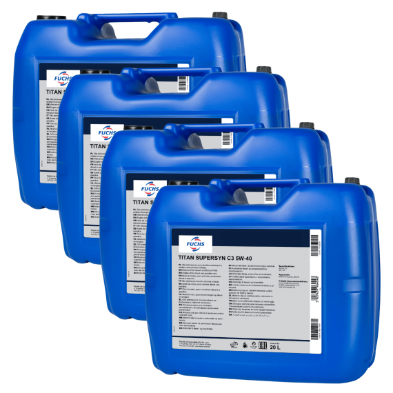80 litrów FUCHS TITAN SUPERSYN C3 5W40 - ACEA C3, API SP, MB 229.31, VW 505 00/505 01 - olej silnikowy - ZESTAW - TANIEJ, Opakowanie / zestaw: 20 litrów x4 - sklep olejefuchs.pl