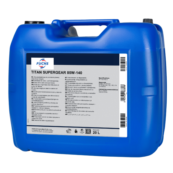 20 litrów FUCHS TITAN SUPERGEAR 85W140 - olej przekładniowy, Opakowanie / zestaw: 20 litrów - sklep olejefuchs.pl