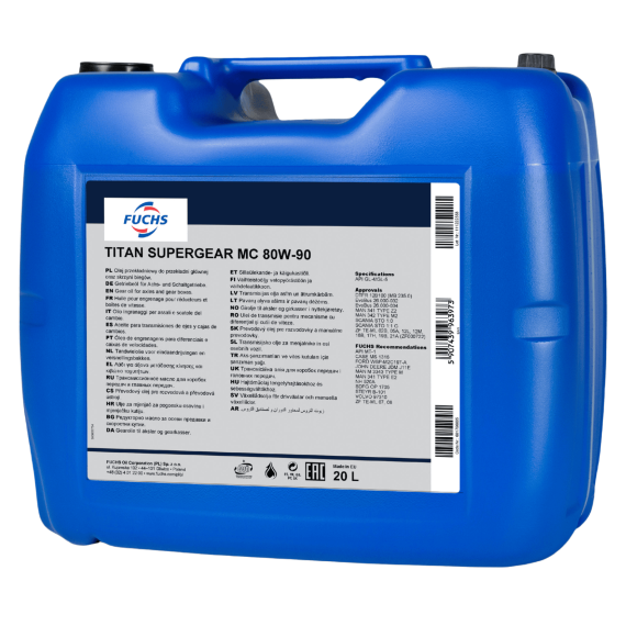 20 litrów FUCHS TITAN SUPERGEAR MC 80W90 - olej przekładniowy, Opakowanie / zestaw: 20 litrów - sklep olejefuchs.pl
