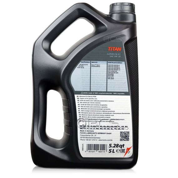 10 litrów FUCHS TITAN SUPERSYN D1 5W30 DEXOS1 Gen 3 - olej silnikowy - ZESTAW - TANIEJ, Opakowanie / zestaw: 10 litrów (2 x 5 litrów), Lepkość SAE: 5W30, 2. zdjęcie - sklep olejefuchs.pl