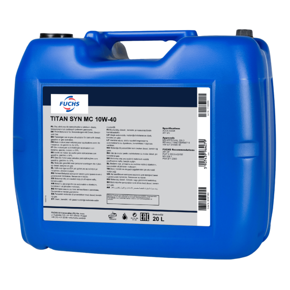 20 litrów FUCHS TITAN SYN MC 10W40 - olej silnikowy, Opakowanie / zestaw: 20 litrów - sklep olejefuchs.pl
