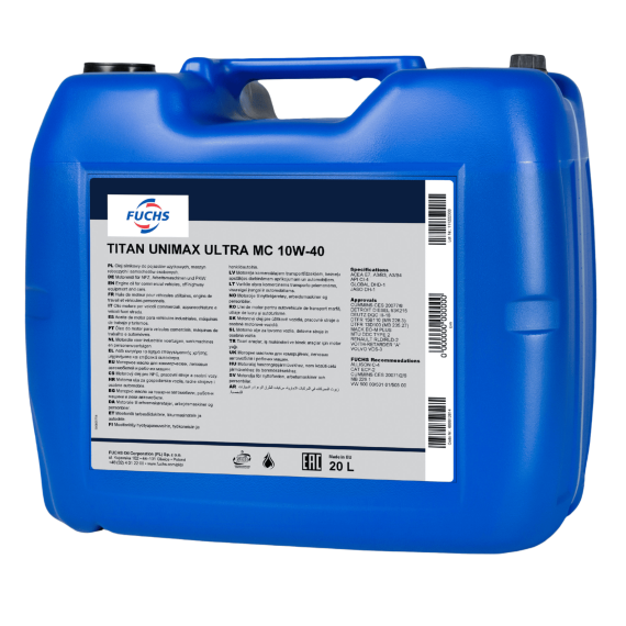 20 litrów FUCHS TITAN UNIMAX ULTRA MC 10W40 - olej silnikowy, Opakowanie / zestaw: 20 litrów - sklep olejefuchs.pl