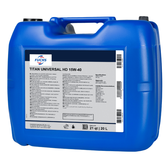 20 litrów FUCHS TITAN UNIVERSAL HD 15W40 - olej silnikowy, Opakowanie / zestaw: 20 litrów - sklep olejefuchs.pl