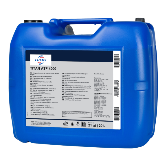 20 litrów FUCHS TITAN ATF 4000 - olej do automatycznych skrzyń biegów, Opakowanie / zestaw: 20 litrów - sklep olejefuchs.pl