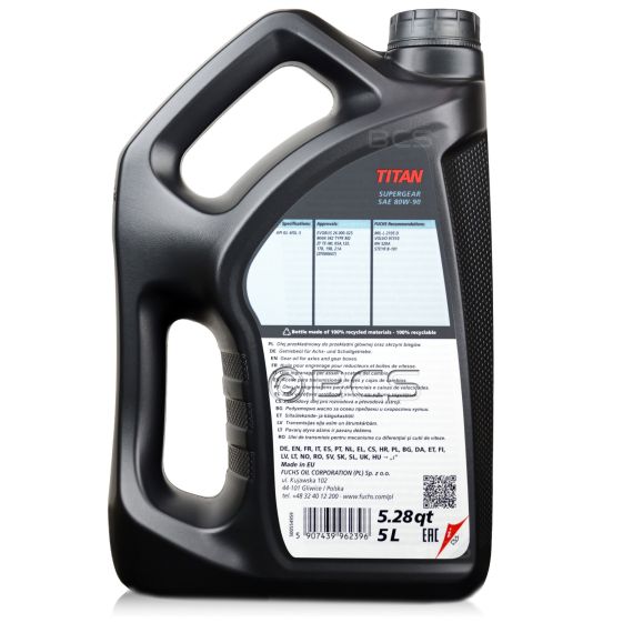 15 litrów FUCHS TITAN SUPERGEAR 80W90 - olej przekładniowy - ZESTAW - TANIEJ, Opakowanie / zestaw: 15 litrów (3 x 5 litrów), 2. zdjęcie - sklep olejefuchs.pl