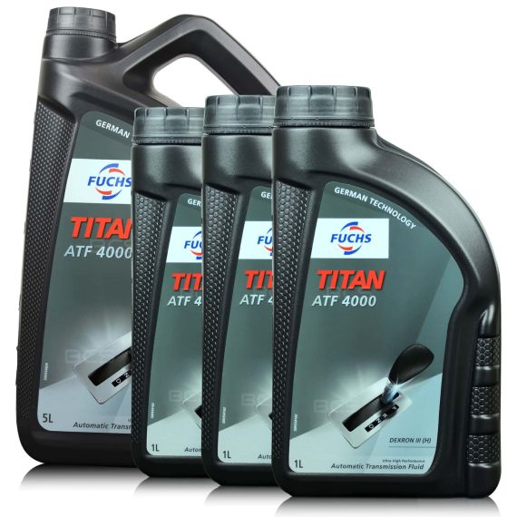8 litrów - FUCHS TITAN ATF 4000 - olej do automatycznych skrzyń biegów - ZESTAW - TANIEJ, Opakowanie / zestaw: 8 litrów (5 litrów + 3 x 1 litr) - sklep olejefuchs.pl