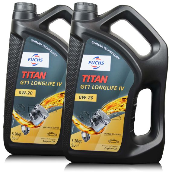 10 litrów FUCHS TITAN GT1 (VW) LONGLIFE IV 0W20 VW 508 00 / VW 509 00 - olej silnikowy - ZESTAW - TANIEJ, Opakowanie / zestaw: 10 litrów (2 x 5 litrów) - sklep olejefuchs.pl