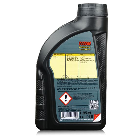 3 litry FUCHS TITAN SINTOPOID FE 75W85 XTL GL-5 - olej przekładniowy - ZESTAW - TANIEJ, Opakowanie / zestaw: 3 litry (3 x 1 litr), 2. zdjęcie - sklep olejefuchs.pl