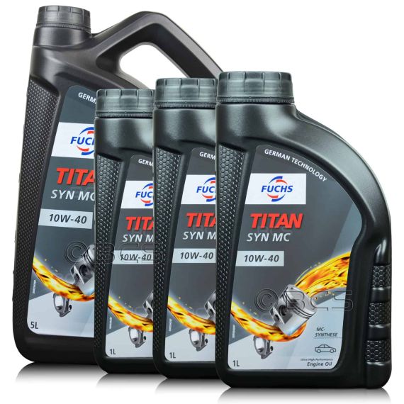 8 litrów FUCHS TITAN SYN MC 10W40 - olej silnikowy - ZESTAW - TANIEJ, Opakowanie / zestaw: 8 litrów (5 litrów + 3 x 1 litr) - sklep olejefuchs.pl