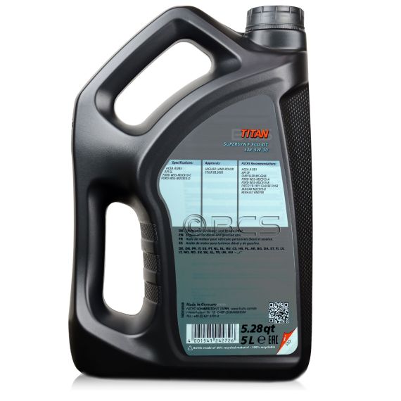 10 litrów FUCHS TITAN SUPERSYN F Eco-DT 5W30 - FORD WSS-M2C913-C, ACEA A5/B5, API SL - olej silnikowy - ZESTAW - TANIEJ, Opakowanie / zestaw: 10 litrów (2 x 5 litrów), 2. zdjęcie - sklep olejefuchs.pl