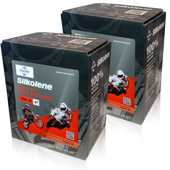 8 litrów FUCHS SILKOLENE PRO 4 10W40 XP - syntetyczny (fully synthetic) olej silnikowy (4T) do motocykli - ZESTAW - TANIEJ, Opakowanie / zestaw: 8 litrów (2 x 4 litry) - sklep olejefuchs.pl