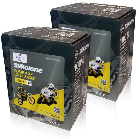8 litrów FUCHS SILKOLENE COMP 4 10W40 XP - syntetyczny olej silnikowy (4T) do motocykli - ZESTAW - TANIEJ, Opakowanie / zestaw: 8 litrów (2 x 4 litry), Lepkość SAE: 10W40 - sklep olejefuchs.pl