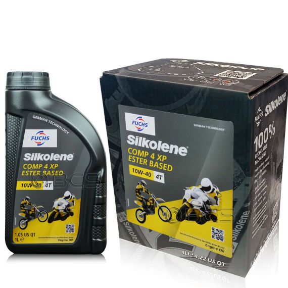 5 litrów FUCHS SILKOLENE COMP 4 10W40 XP - syntetyczny olej silnikowy (4T) do motocykli - ZESTAW - TANIEJ, Opakowanie / zestaw: 5 litrów (4 litry + 1 litr), Lepkość SAE: 10W40 - sklep olejefuchs.pl