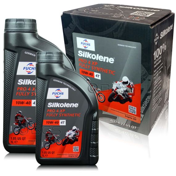 6 litrów FUCHS SILKOLENE PRO 4 10W40 XP - syntetyczny (fully synthetic) olej silnikowy (4T) do motocykli - ZESTAW - TANIEJ, Opakowanie / zestaw: 6 litrów (4 litry + 2 x 1 litr) - sklep olejefuchs.pl