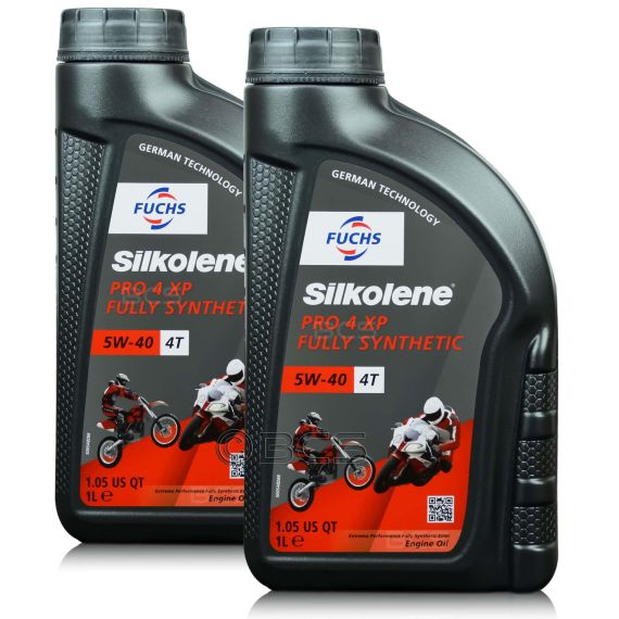 2 litry FUCHS SILKOLENE PRO 4 5W40 XP - syntetyczny (fully synthetic) olej silnikowy (4T) do motocykli - ZESTAW - TANIEJ, Opakowanie / zestaw: 2 litry (2 x 1 litr) - sklep olejefuchs.pl