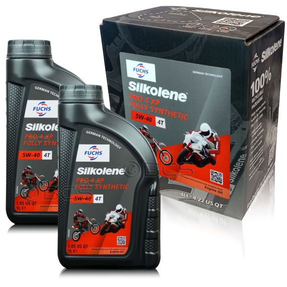 6 litrów FUCHS SILKOLENE PRO 4 5W40 XP - syntetyczny (fully synthetic) olej silnikowy (4T) do motocykli - ZESTAW - TANIEJ, Opakowanie / zestaw: 6 litrów (4 litry + 2 x 1 litr) - sklep olejefuchs.pl