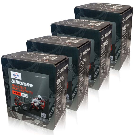 16 litrów FUCHS SILKOLENE PRO 4 PLUS 10W50 RACE - syntetyczny (full synthetic) olej silnikowy (4T) do motocykli wyczynowych - ZESTAW - TANIEJ, Opakowanie / zestaw: 16 litrów (4 x 4 litry) - sklep olejefuchs.pl
